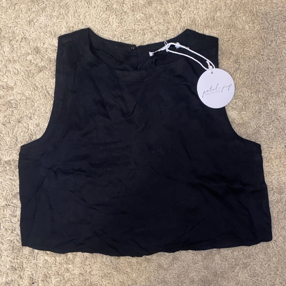 Petal & Pup Black Linen Blend Top